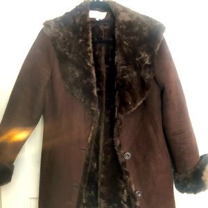 Calvin Klein XS Brown Suede Mink Coat